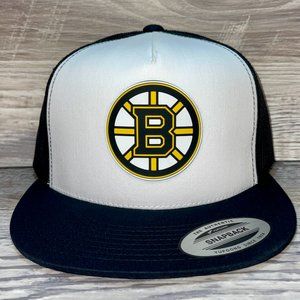 Boston Bruins 3D YP Snapback Flat Bill Trucker Hat- White/ Black